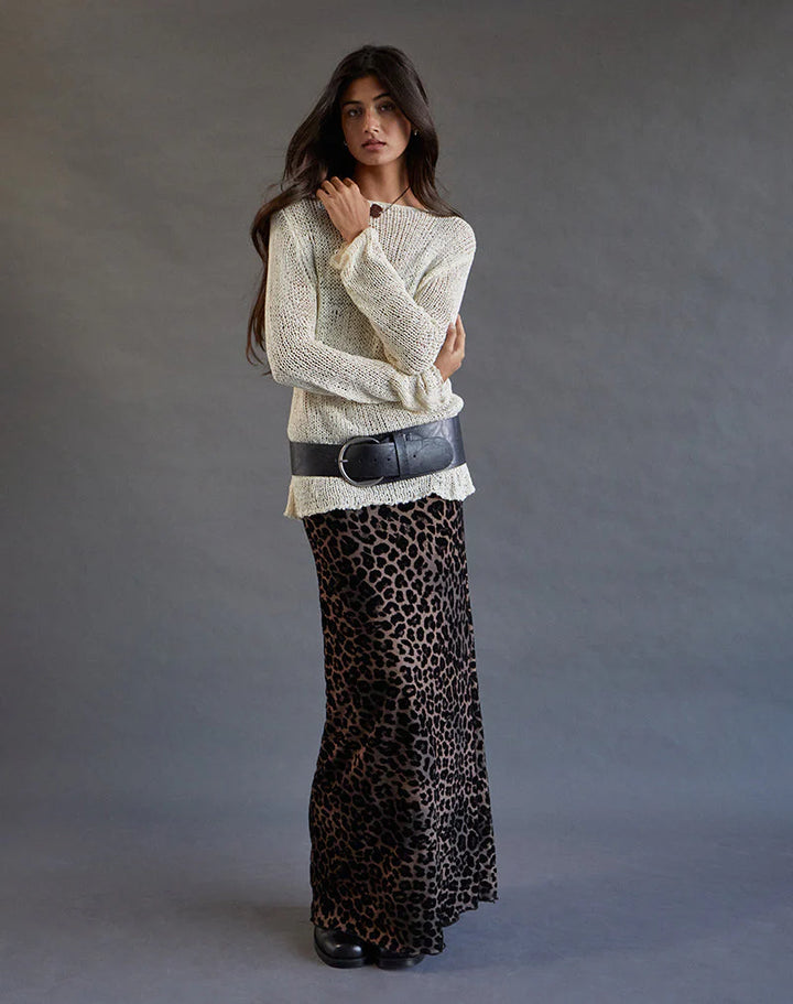 Alfreda Leopard Mesh Maxi Skirt