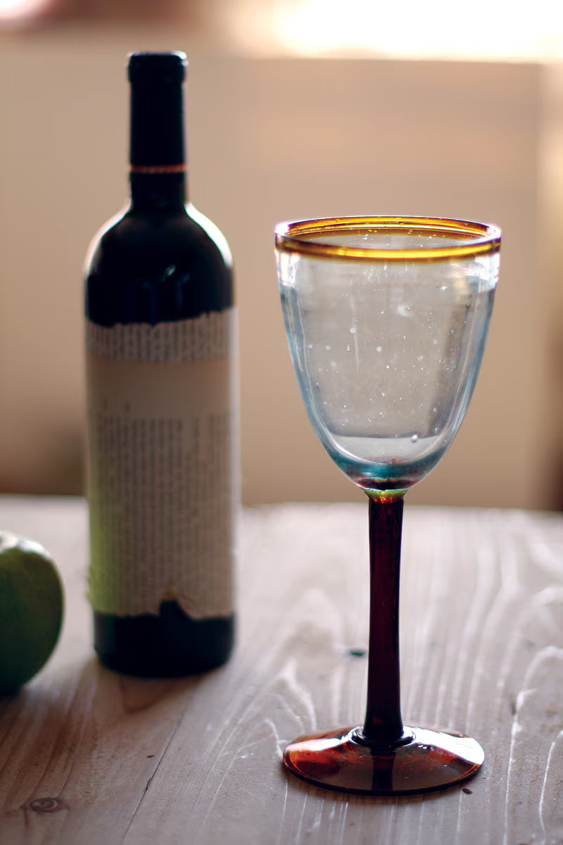 Amber Rim Recycled Wine Glass