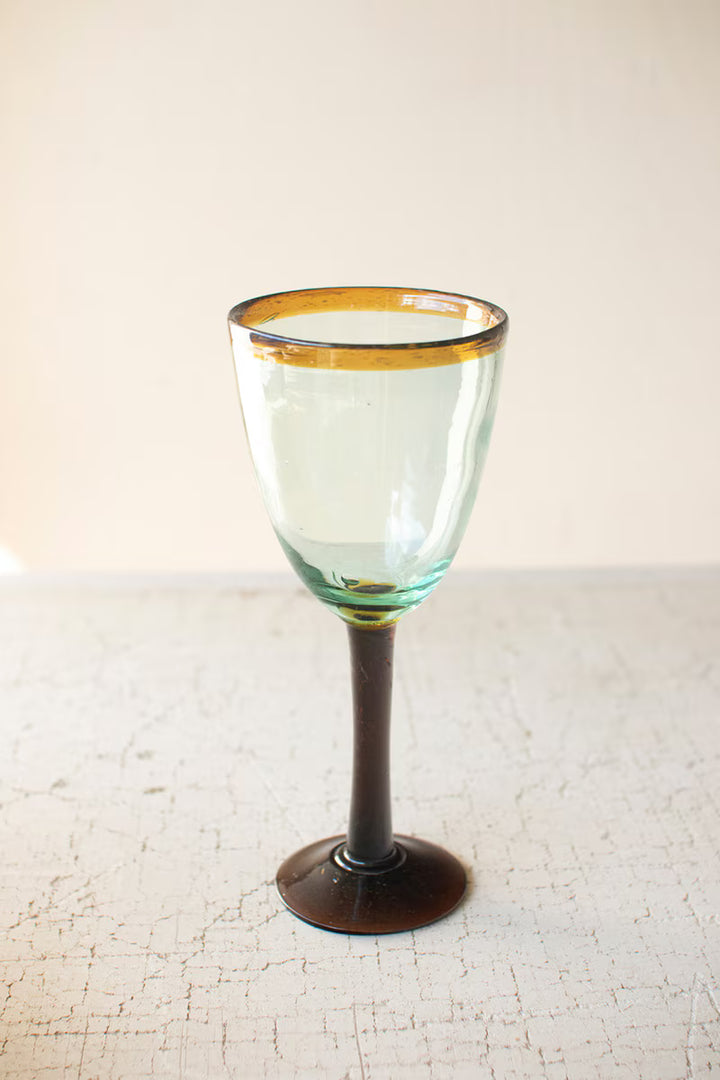 Amber Rim Recycled Wine Glass