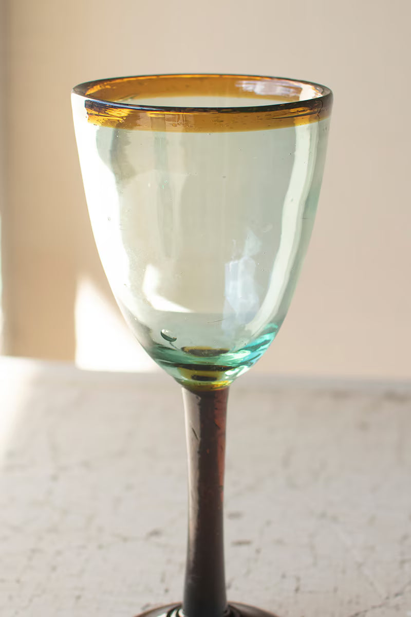 Amber Rim Recycled Wine Glass