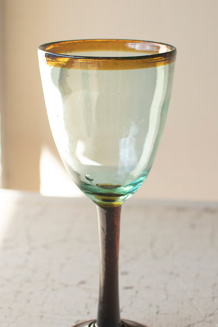 Amber Rim Recycled Wine Glass