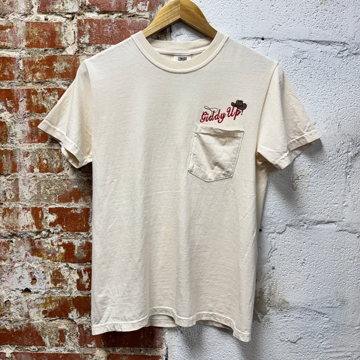 Giddy Up Embroidered Pocket Tee