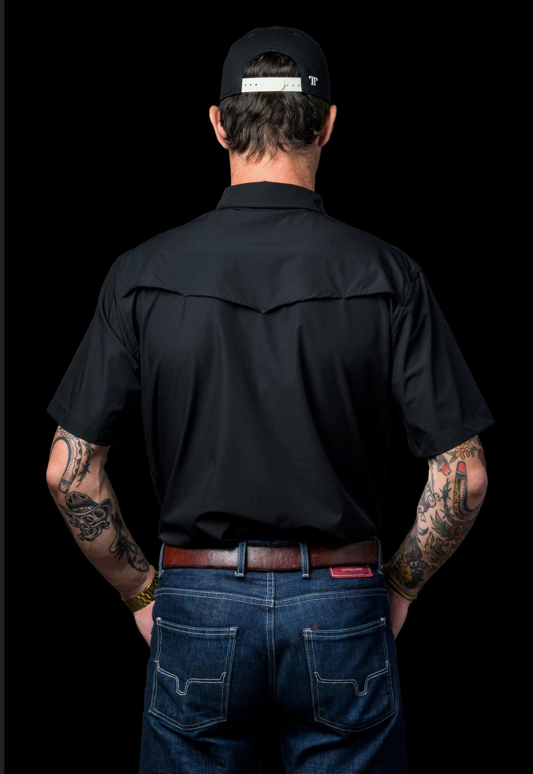 Black Short Sleeve Snap Shirt