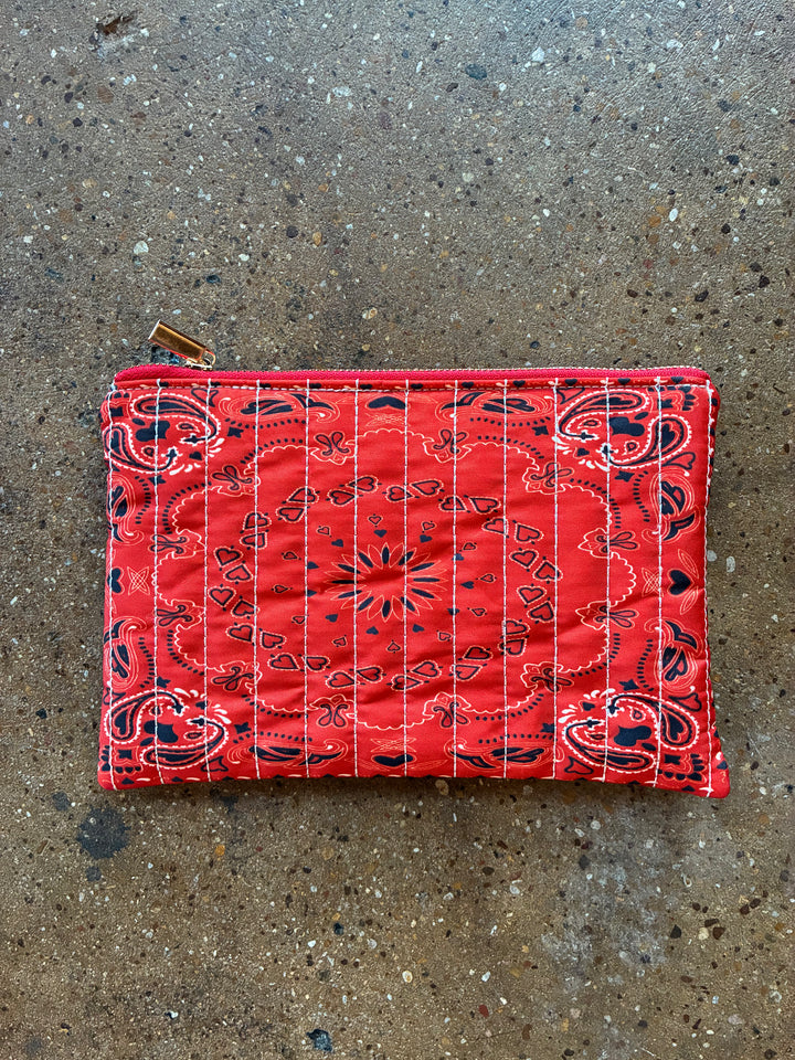 Stay Lucky Red Bandana Zipper Pouch