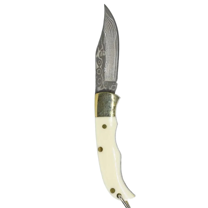 White Ox-bone Inlay Folding Knife