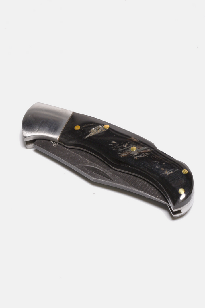 Black Ox-horn Inlay Folding Knife