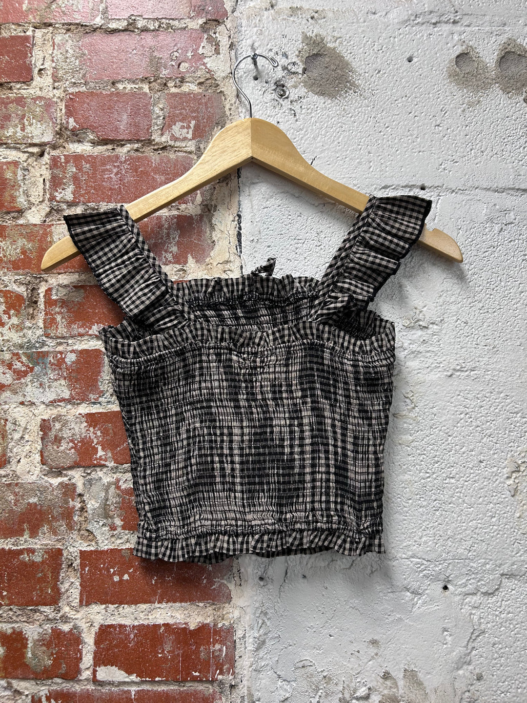 Starling Gingham Frill Top