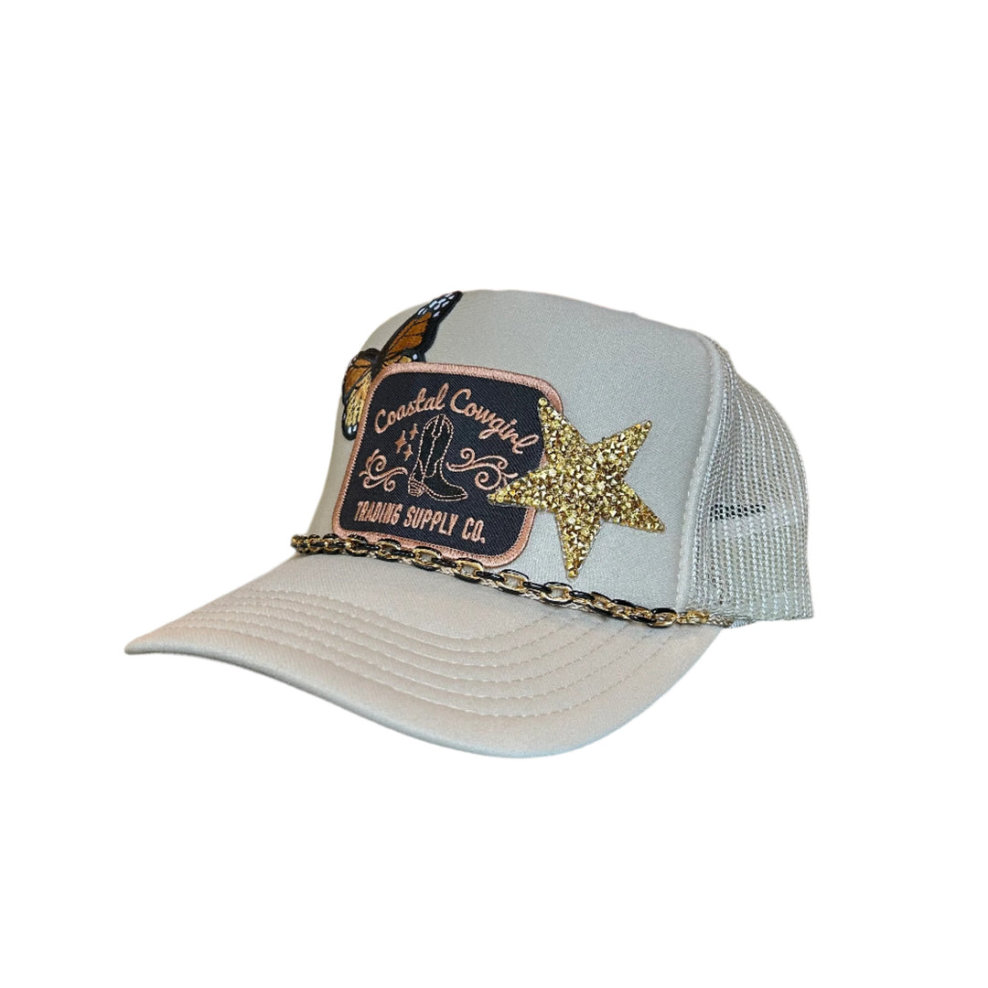 Coastal Cowgirl Patch Trucker Hat With Chain