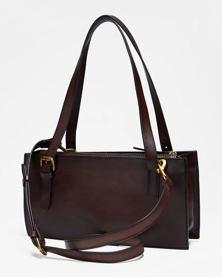 Mivva Handtooled Mini Brunette Leather Bag