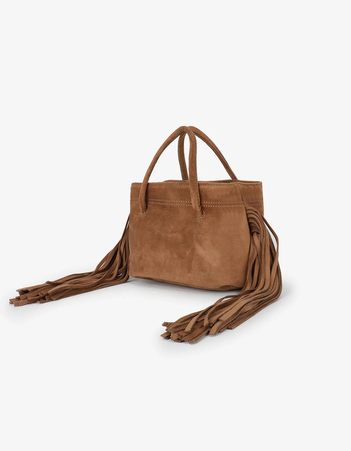 Noe Fringe Suede Camel Bag