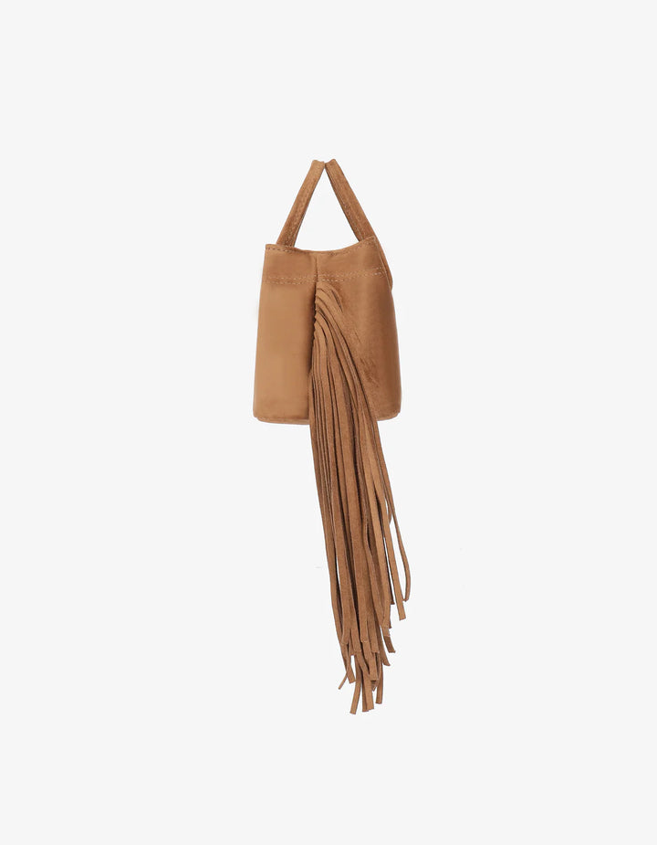 Noe Fringe Suede Camel Bag