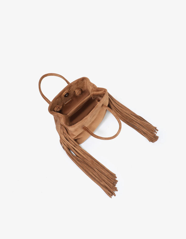 Noe Fringe Suede Camel Bag