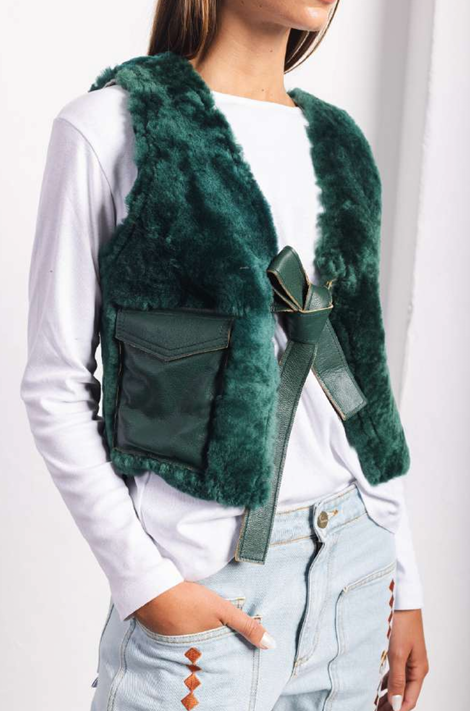 Leather Tie Front Vest