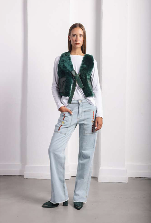 Leather Tie Front Vest