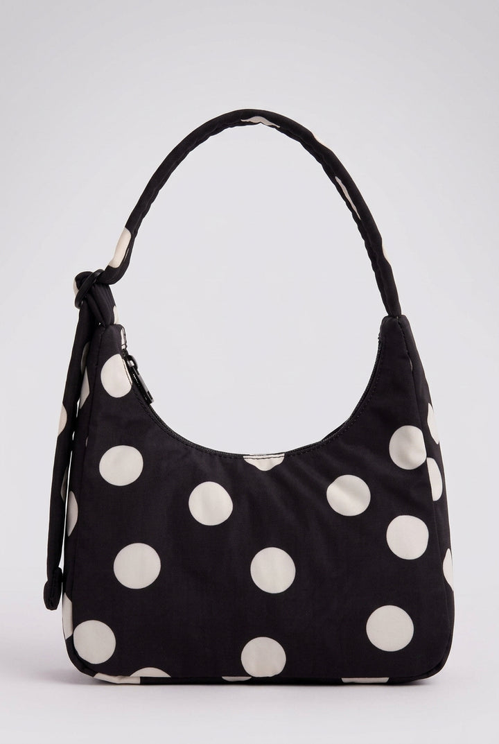 Baggu Mini Nylon Shoulder Bag Black & Cream Polka Dot