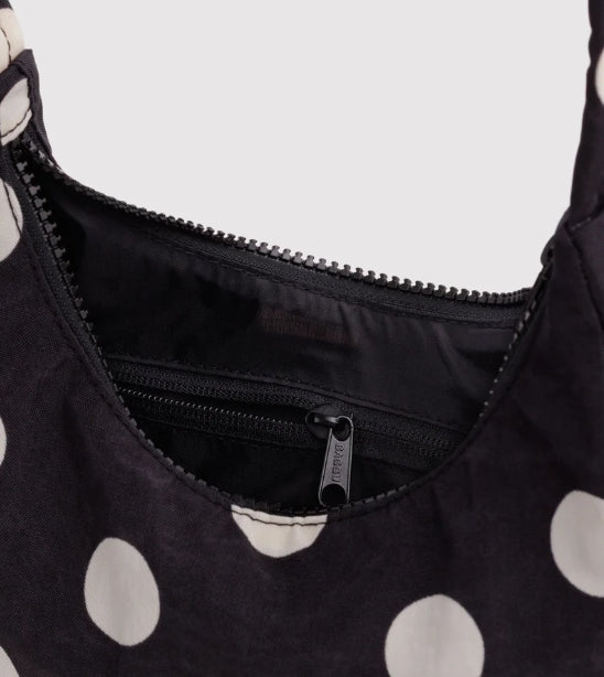 Baggu Mini Nylon Shoulder Bag Black & Cream Polka Dot