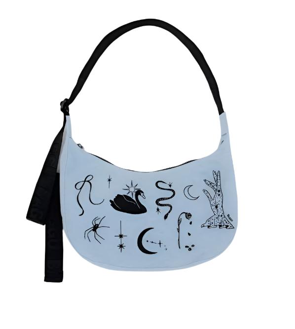 Baggu Medium Nylon Crescent Bag Embroidered Ballet Icons