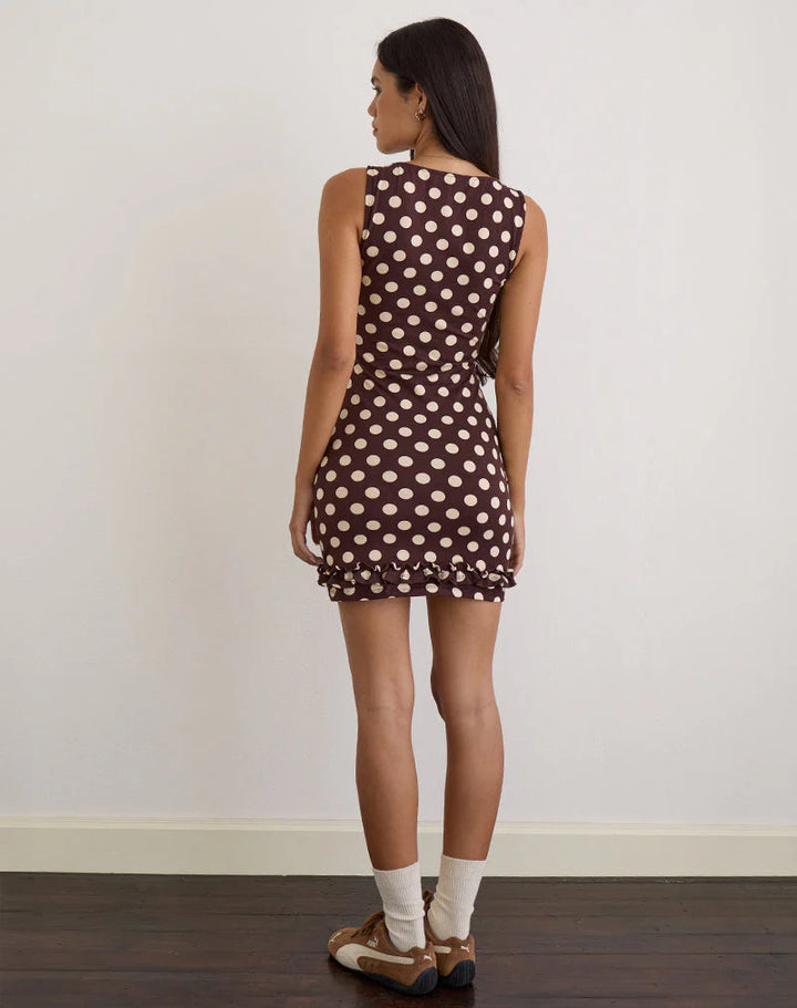 Vadora Polka Dot Frill Mini Dress