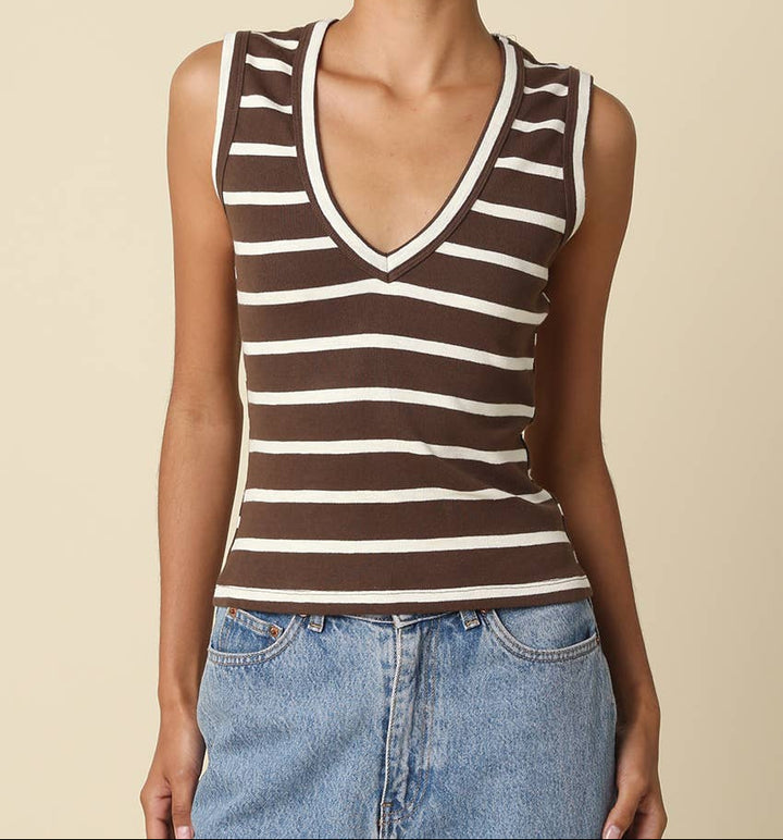 Macy Striped V-Neck Tank Top