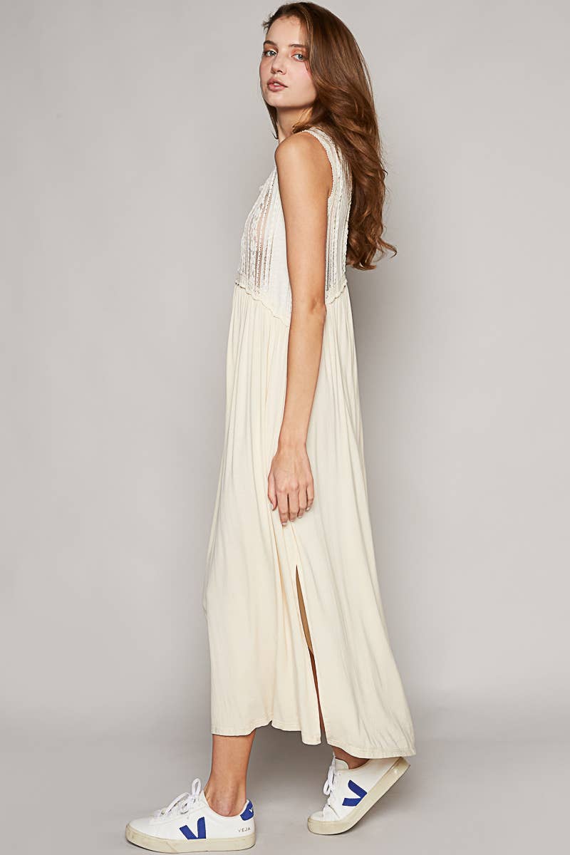 Vanessa Sleeveless Lace Trim Dress