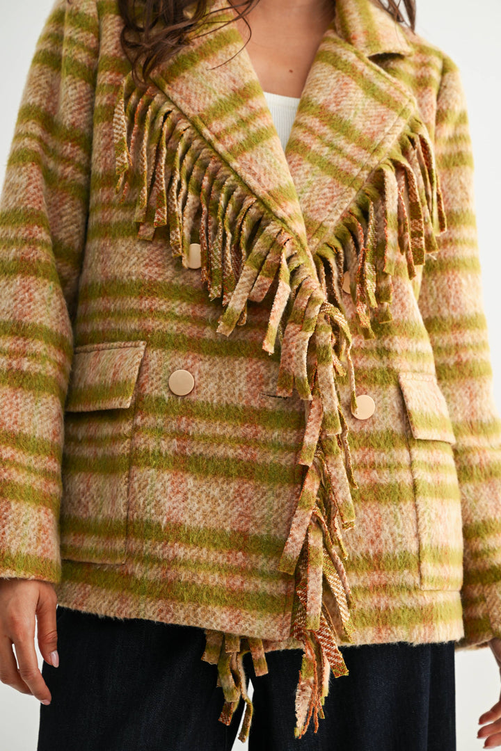 Kennedy Plaid Fringe Jacket