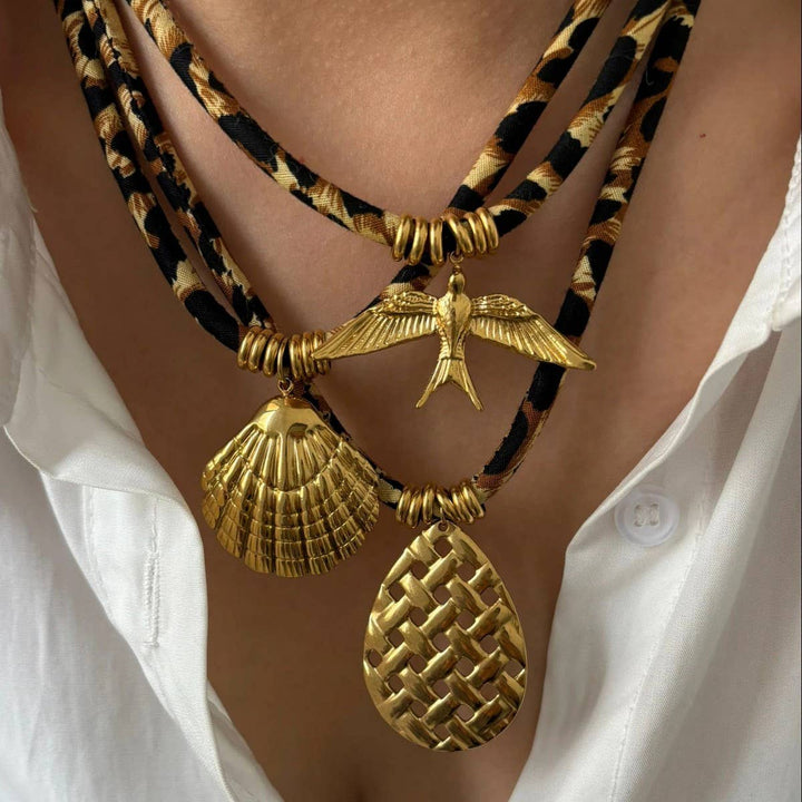 Leopard Velvet Charm Necklace