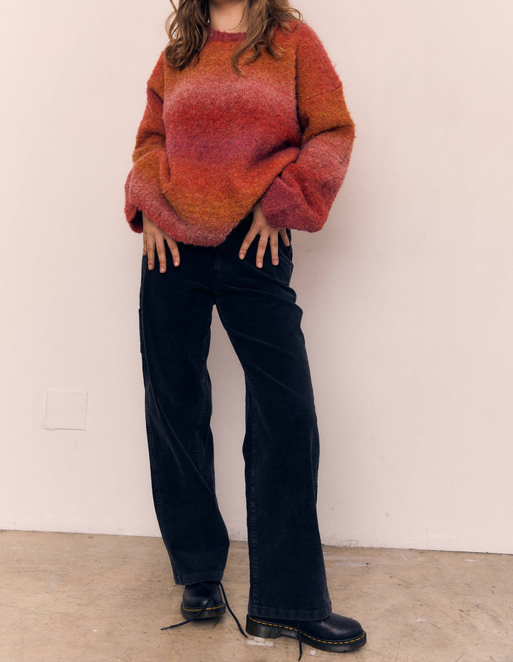 Red Ombre Retro Sweater