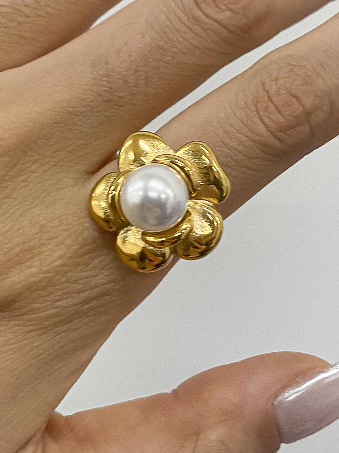 Neville Flower Pearl Ring
