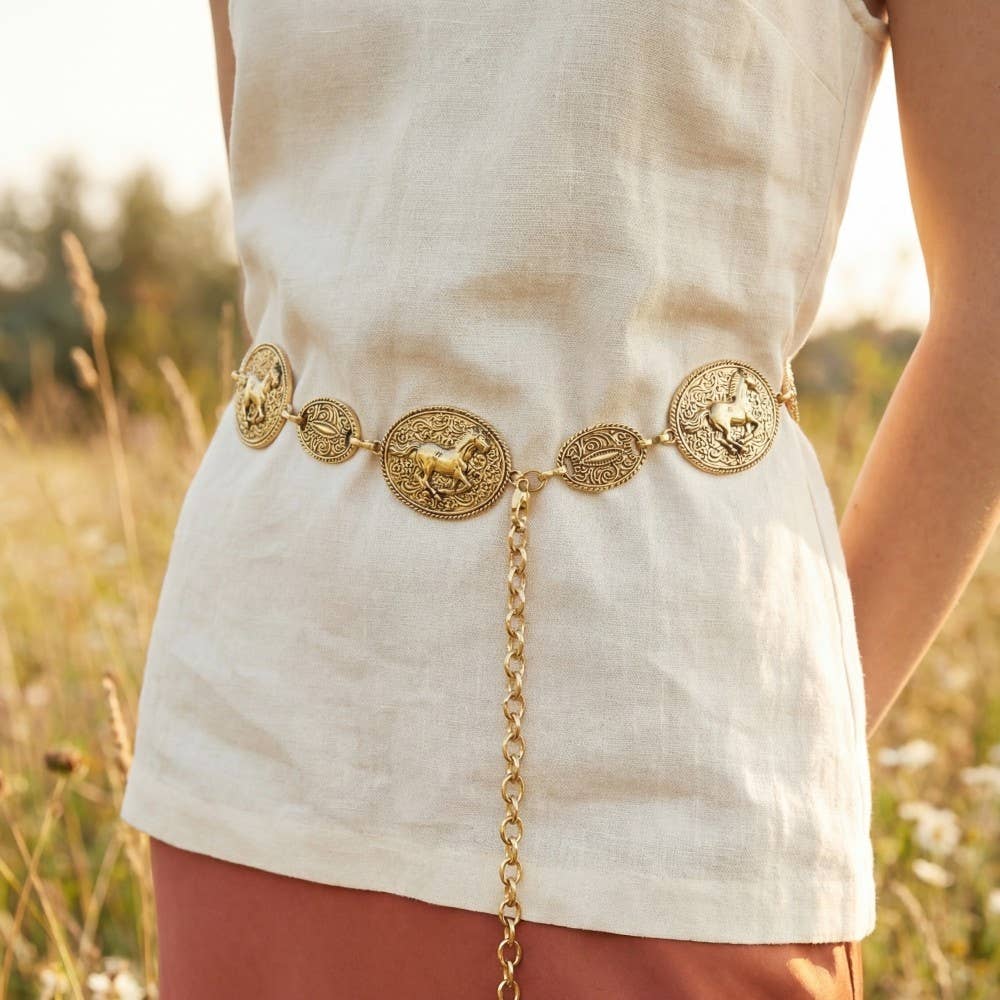 Horse & Rider Oval Medallion Chain Belt – TYLER KINGSTON  display picture 2