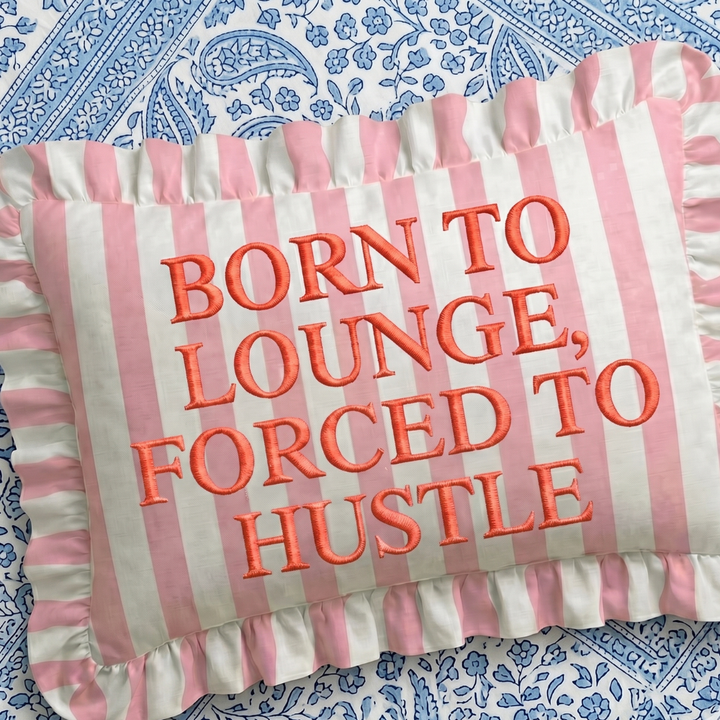 Lounge Ruffled Embroidered Pillow