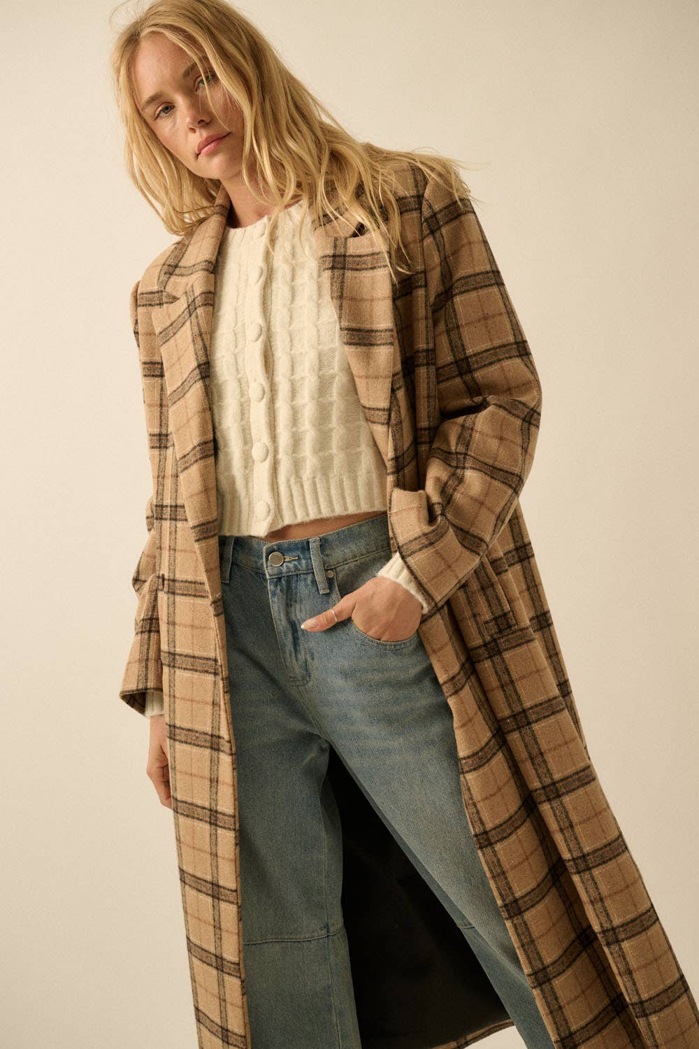 Josephine Plaid Felt Overcoat