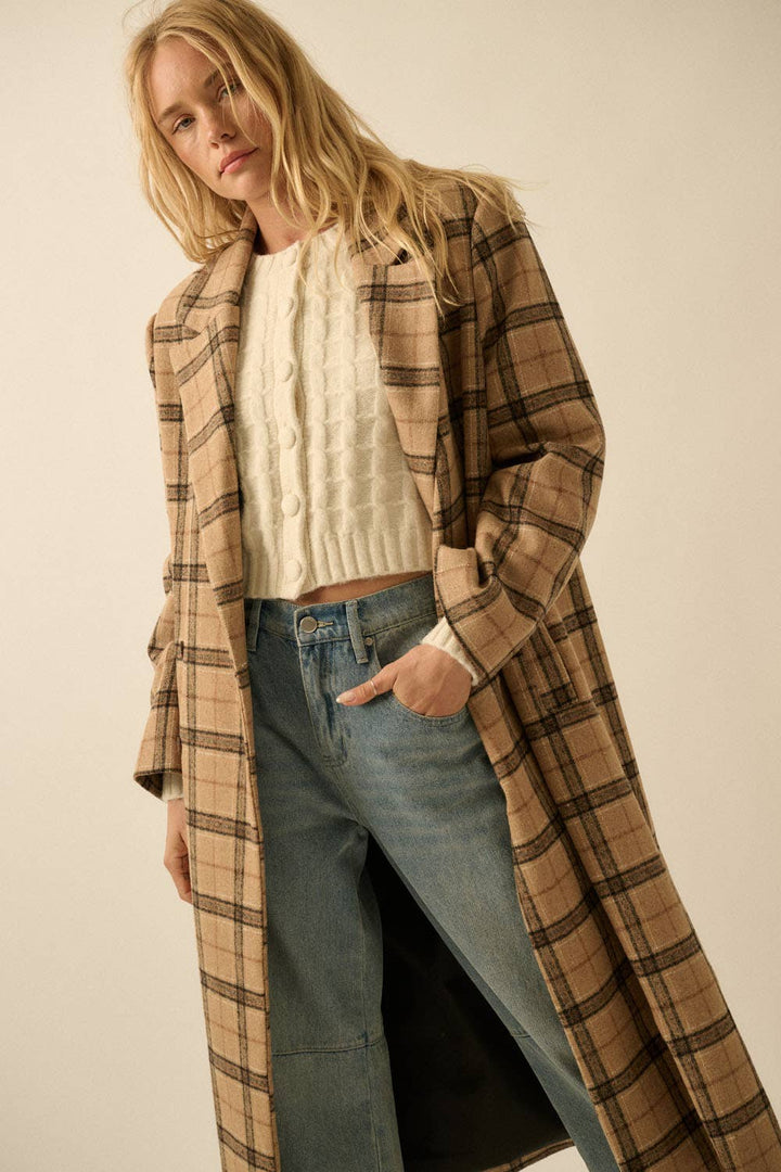 Josephine Plaid Felt Overcoat