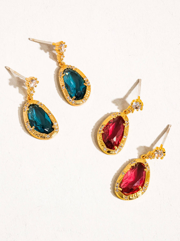 Tria 18K Gold Gemstone Statement Earring