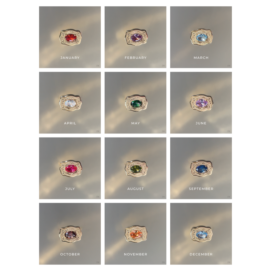 Ultra Mini Belt Buckle Birthstone Bracelet