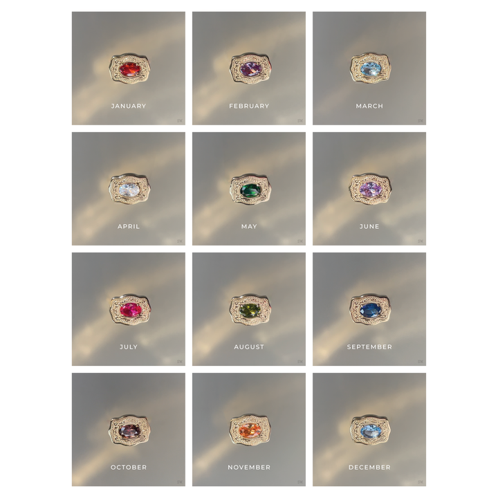 Ultra Mini Belt Buckle Birthstone Bracelet