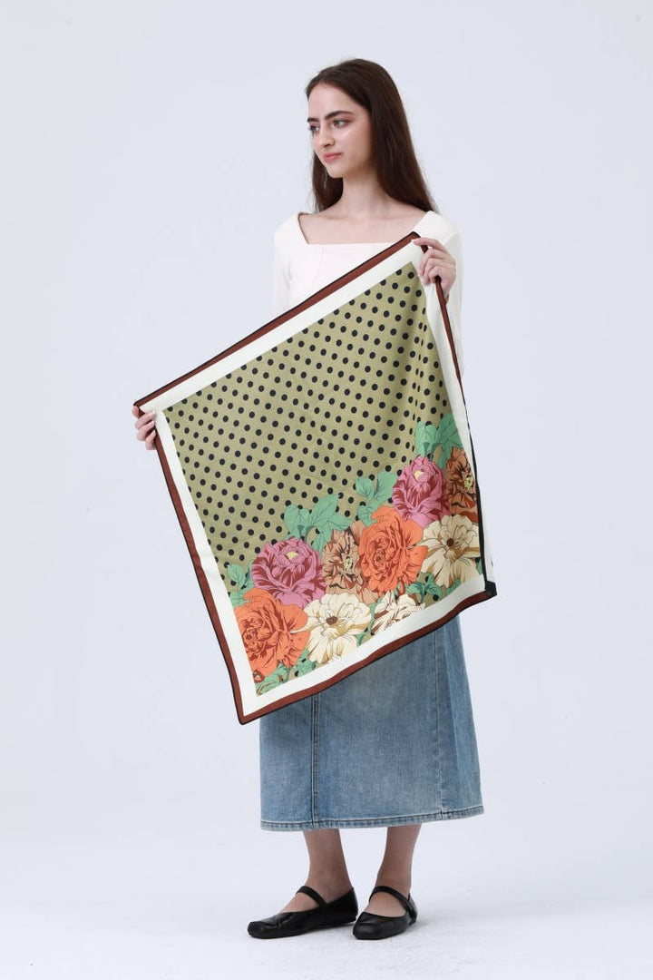 Polka Dot & Floral Reversible Scarf