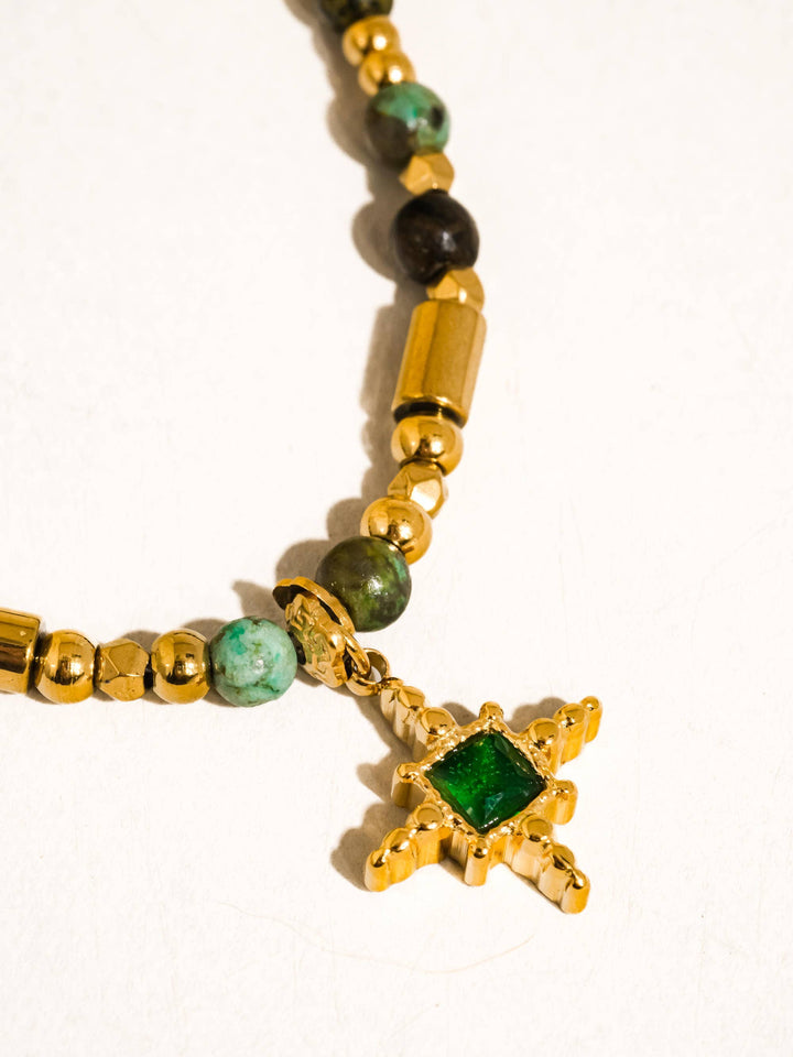 Irie Beaded Green Gemstones Necklace