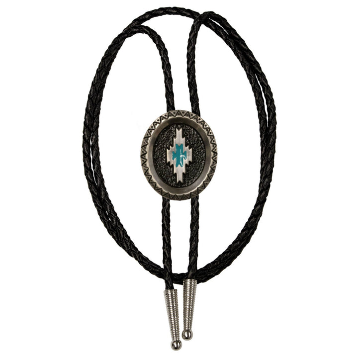 Aztec Satin Silver Metal Bolo Tie