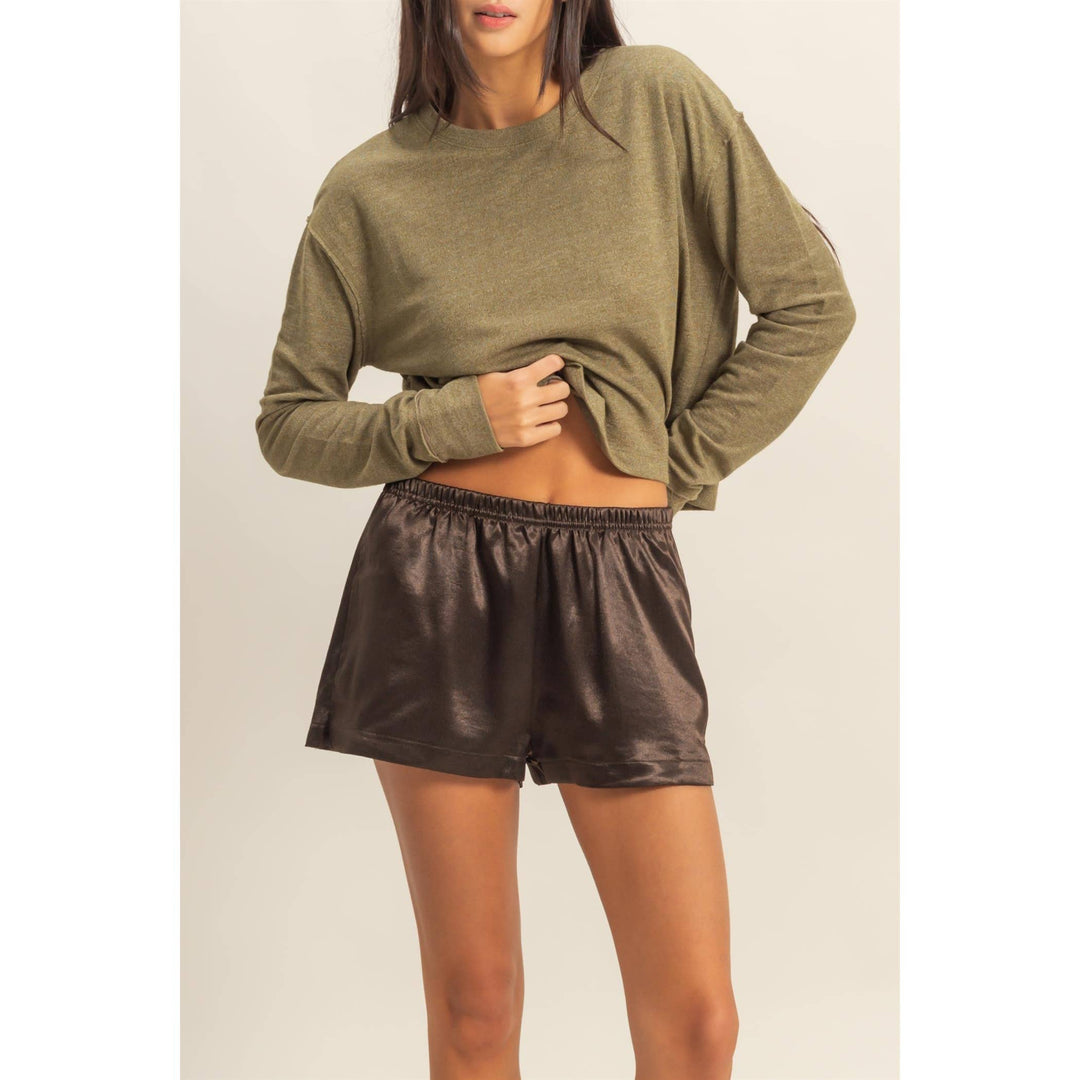 Paige Satin Elastic Waist Shorts