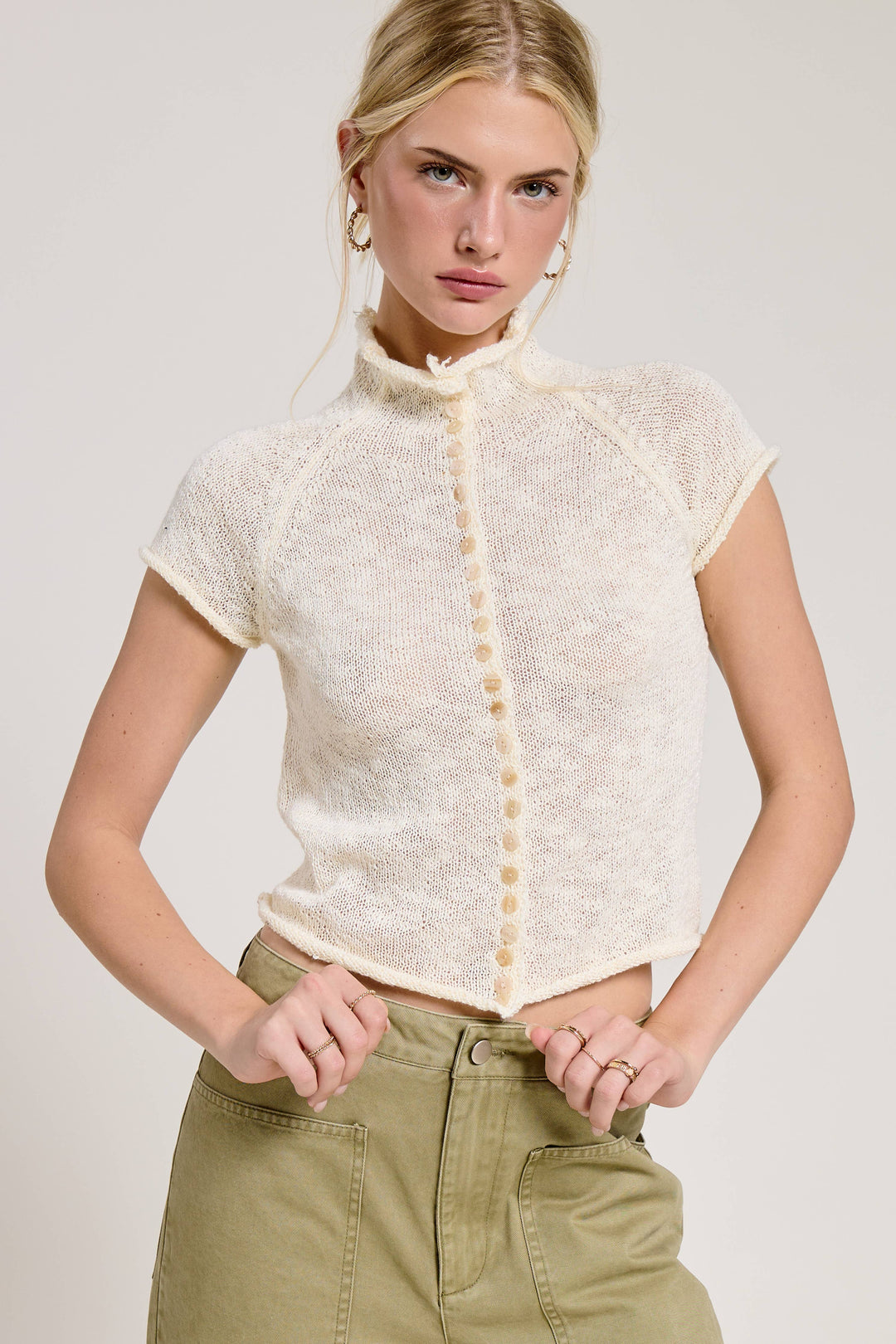 Elle Sheer Knit Mock Neck Top