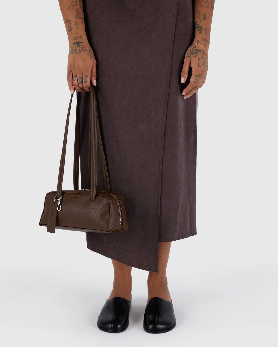 Baggu Small Recycled Leather Bowler Bag - Brown