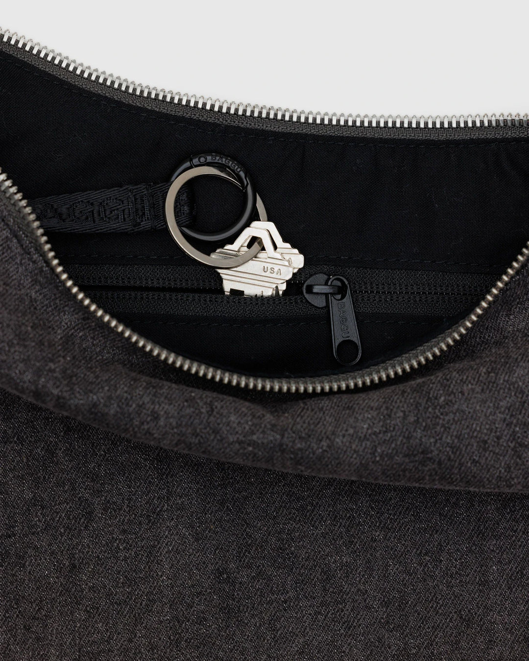 Baggu Medium Crescent Bag Washed Black Denim