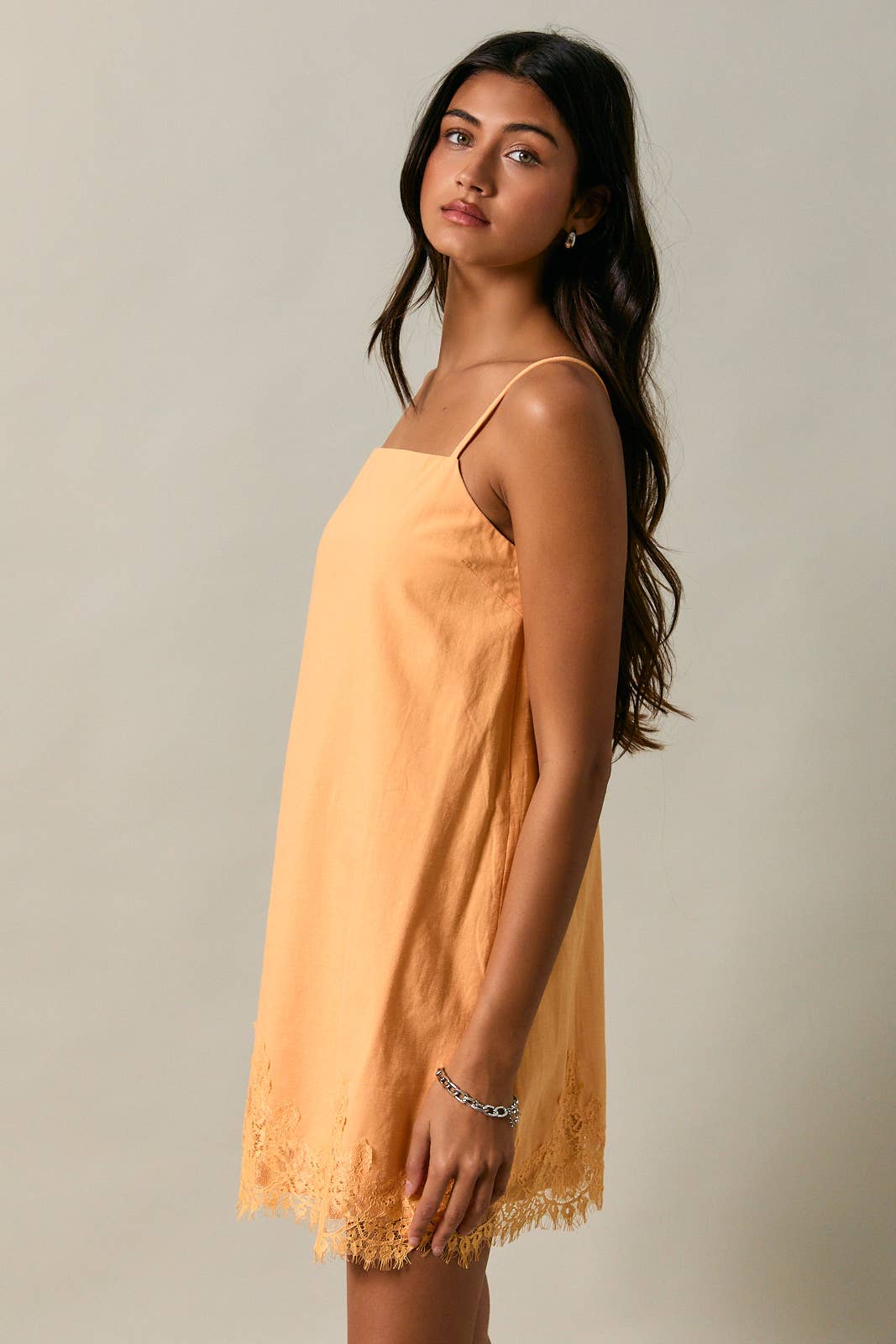 Lila Lace Trim Mini Shift Dress