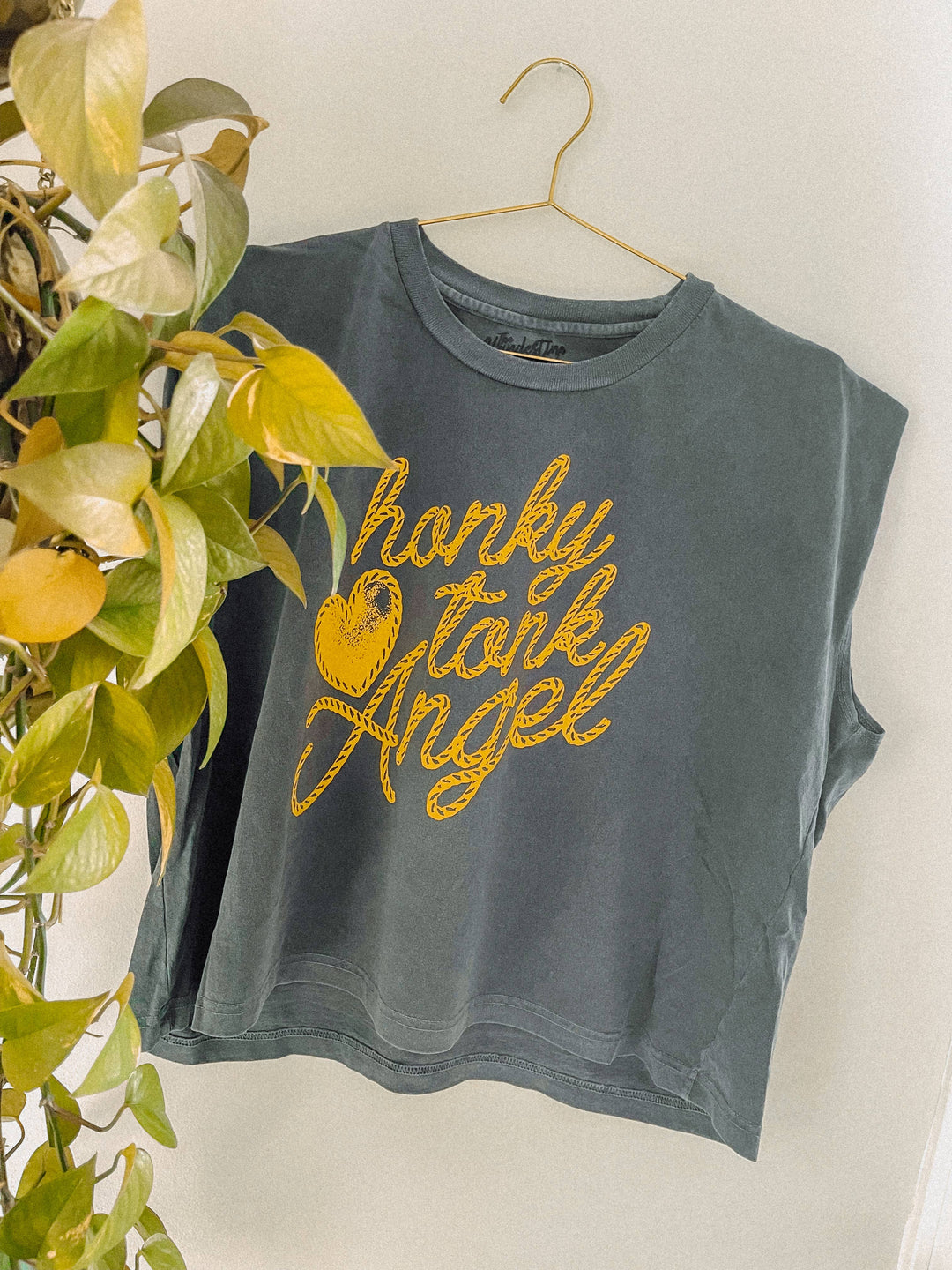 Honky Tonk Angel Cropped Muscle Tank