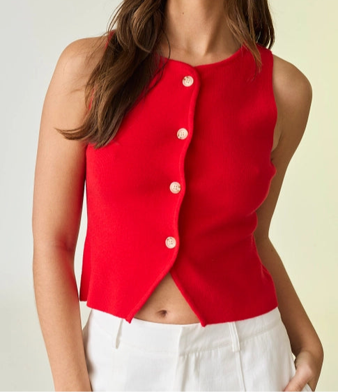 Audrey Sleeveless Button Up Top