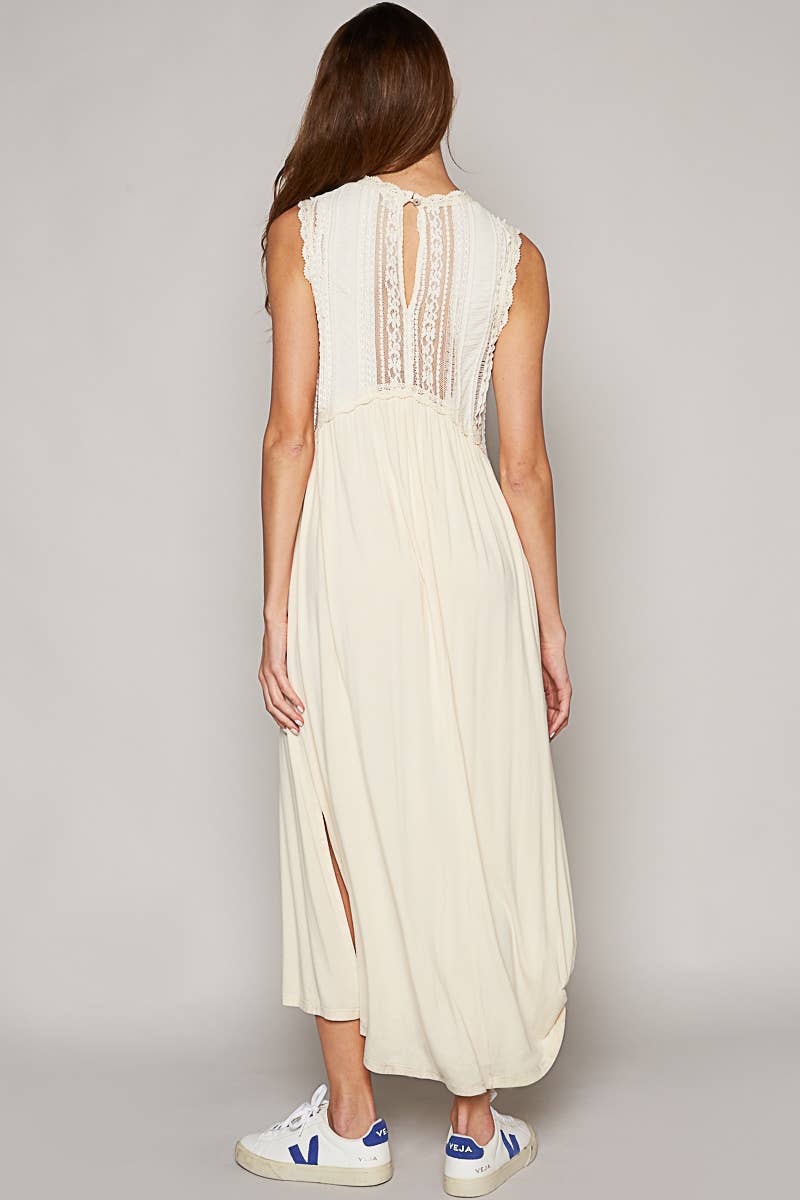 Vanessa Sleeveless Lace Trim Dress