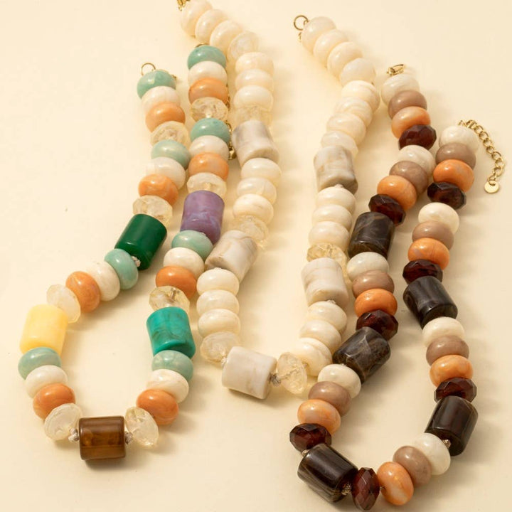 Large Marble Resin Beaded Necklace