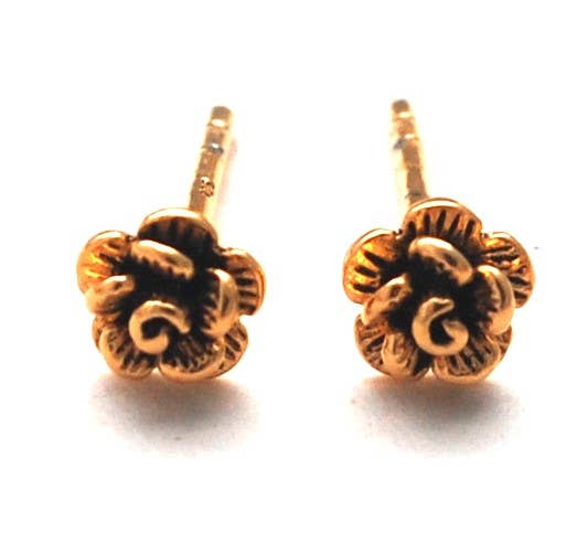 Texas Yellow Rose Gold Stud Earrings