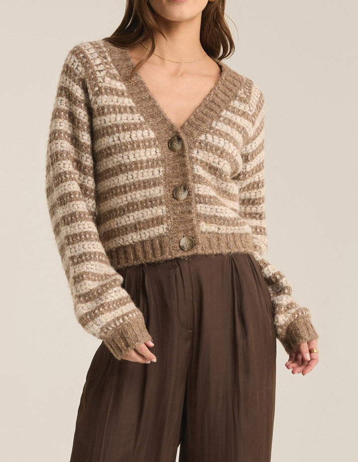 Este Metallic Stripe Cardigan