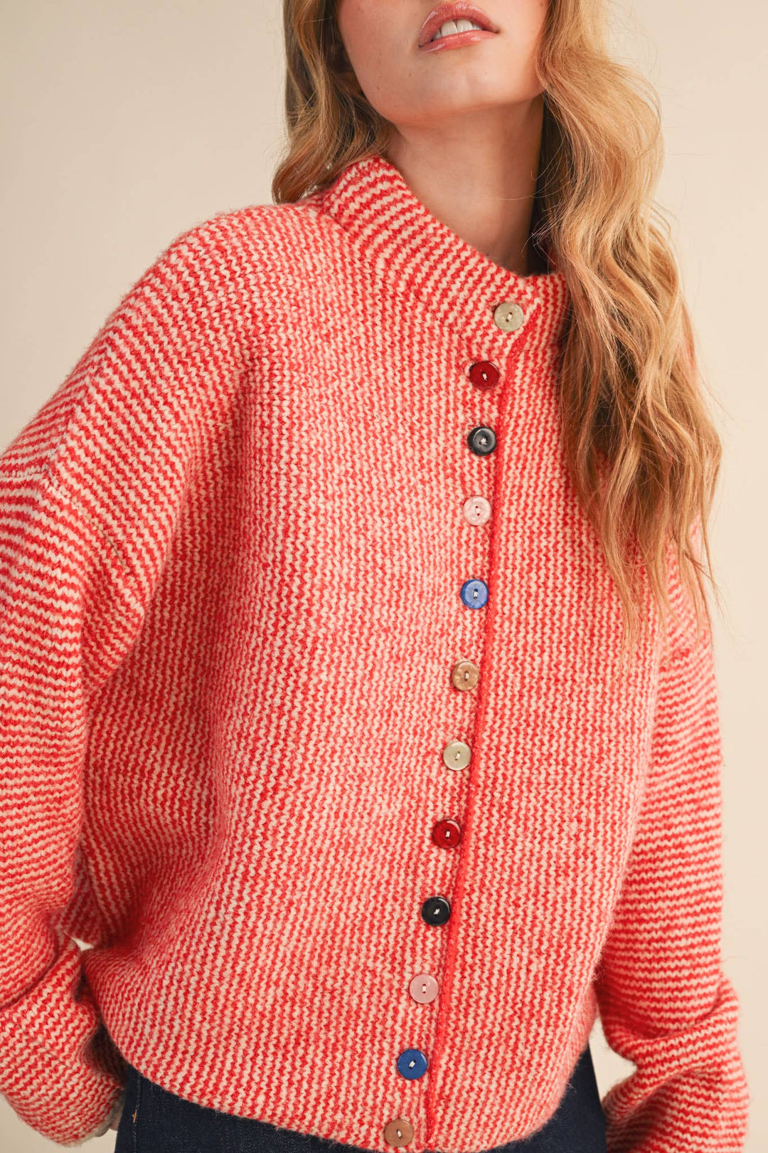 Jodie Striped Colorful Button Cardigan